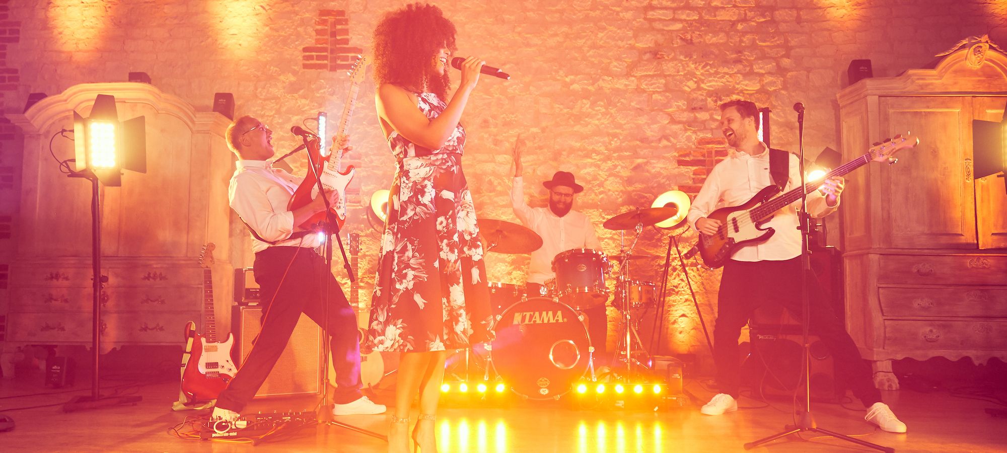 AKA live wedding band playing at Bury Court Barn in Hampshire - Live Wedding Band | hampshire wedding bands | wedding live band cost | live bands for weddings in Kent | AKA Party Band