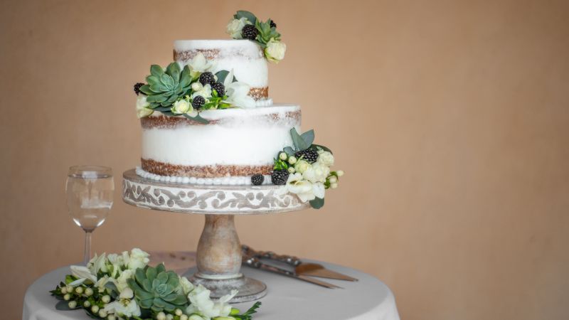 Rustic naked 2 tiered wedding cake - Live Wedding Band | Band hampshire | acoustic wedding band | live party band | Function Band | evening wedding music | wedding entertainment | AKA Party Band