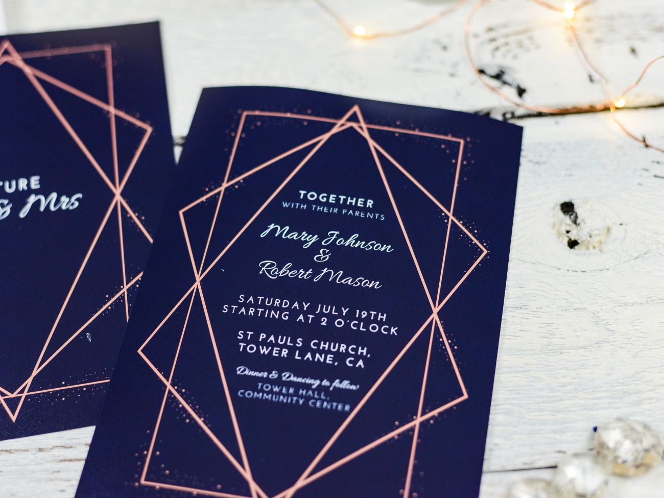Blue and Rose Gold Wedding Stationary - Live Wedding Band | Hire a wedding band | live wedding bands | Live music wedding bands | best wedding live bands | AKA Party Band